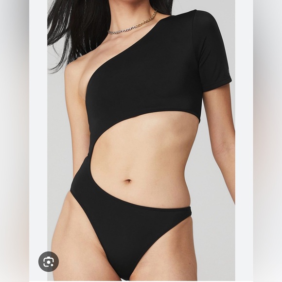 Alo Yoga Body Wave Cut Out Bodysuit // Black // Size M Worn ONCE. - Picture 1 of 9